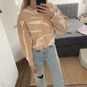 Wild Fable Beige Tie Dye Crop Sweatshirt